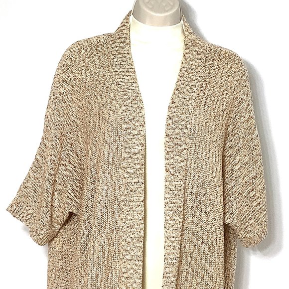 NWT Lane Bryant Metallic Open Front Cardigan Sweater 14/16 Gold Brown Beige - Picture 4 of 9